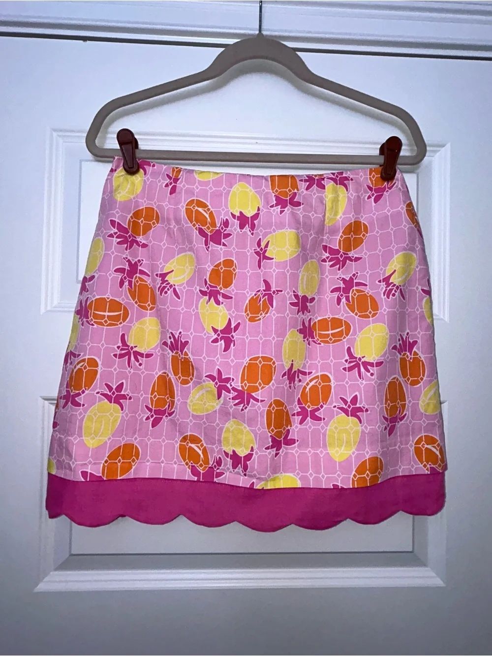 Vintage Lilly Pulitzer “Spanish Tiles” Pineapple Print Scalloped Hem Skirt